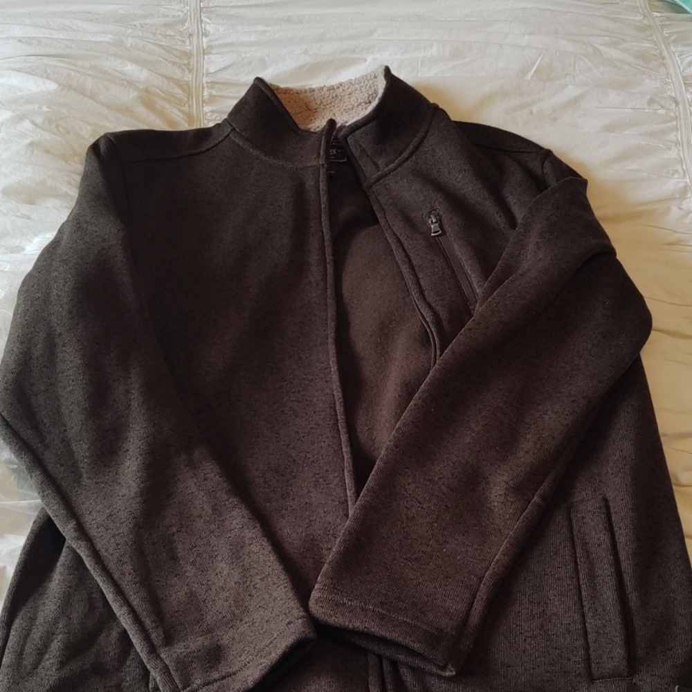 G.H. Bass lightweight zipup with Sherpa collar